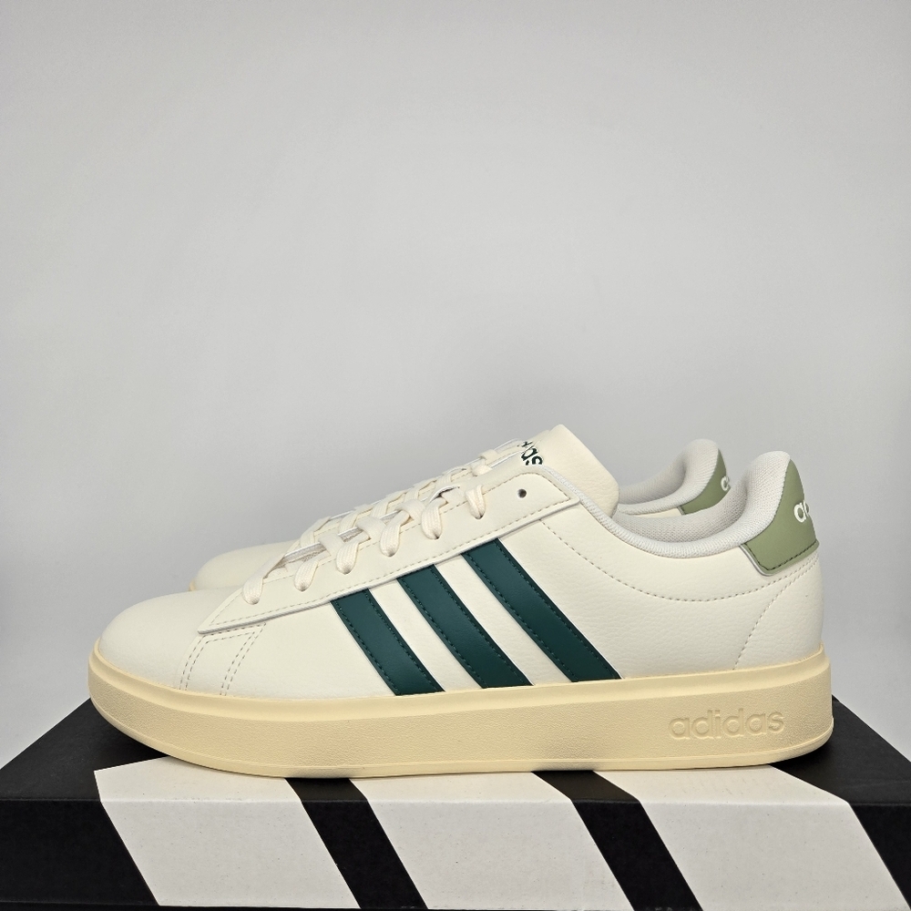 Adidas Men's Grand Court 2.0 Js1736 Off White Collegiate Green Shoes Size 12 New